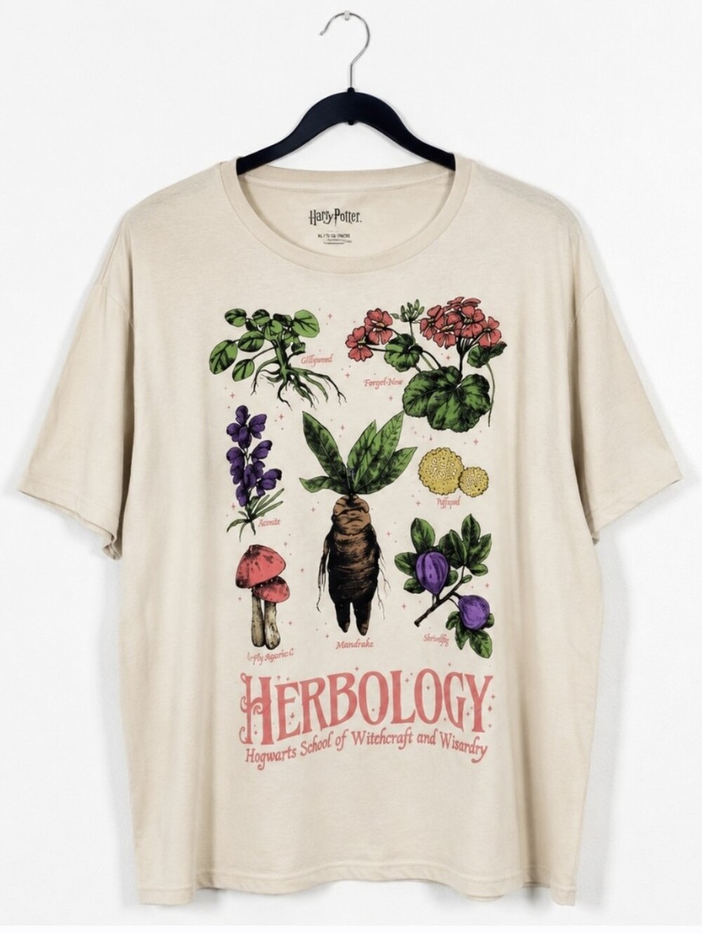Harry Potter Herbology Tee Hogwarts Botanical Graphic Shirt XL NWT Unisex